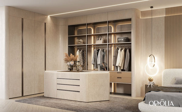 Beige Walk-in Closet in Textured UV Lacquer BLYJ23009